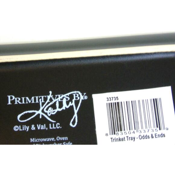 Primitives Trinket Tray Jewelry Dish Odds & Ends Black Ceramic Make Up Plate - Picture 2 of 4